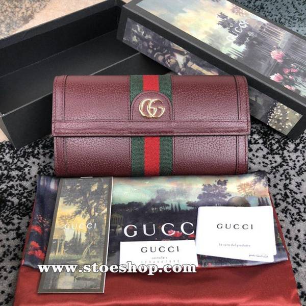 高仿gucci 最最新款Ophidia系列翻蓋式錢包採用GG Supreme高級進口牛皮523153  酒紅皮ydgu11333