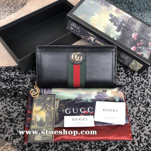頂級1：1gucci 最最新款Ophidia系列翻蓋式錢包採用GG Supreme高級進口牛皮523154  黑色皮ydgu11336
