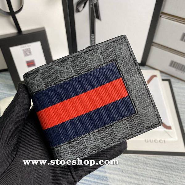 高仿包包批發gucci專櫃同步，原廠品質！雙折皮夾，採用進口頭層牛皮搭配醒目紅藍織帶加黑色雙G提花面料408827ydgu11795