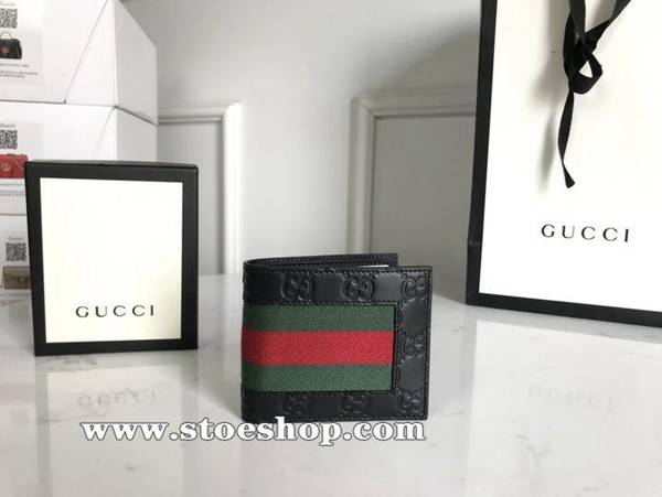 名牌高仿gucci專櫃同步，原廠品質！雙折皮夾，採用進口頭層牛皮搭配醒目紅藍織帶加黑色雙G提花面料408827ydgu11943