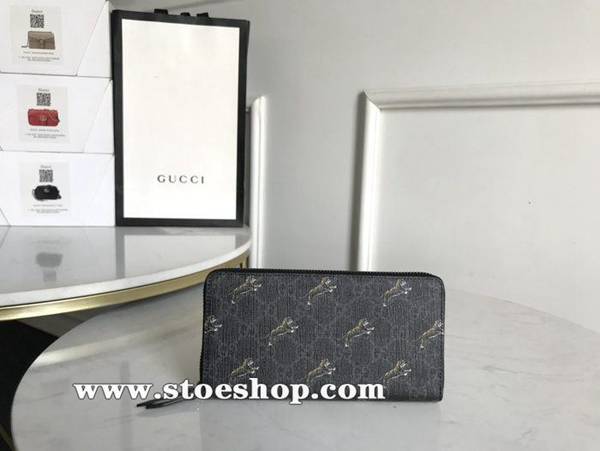 名牌高仿官網同步gucci老虎圖案拉鏈包系列12個卡片隔層和3個鈔票隔層 575135，黑PVC印老虎ydgu12056