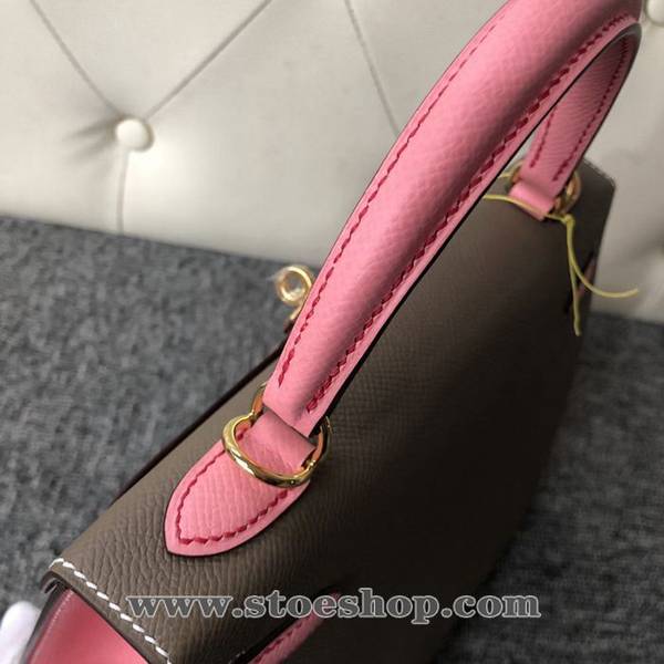 竭誠精品愛馬仕Kelly25cm Epsom 原廠掌紋皮 ck18 大象灰 Etoupe / 1Q奶昔粉 rose confetti金扣 頂級工藝 全手工縫製 5 竭誠精品愛馬仕Kelly25cm Epsom 原廠掌紋皮 ck18 大象灰 Etoupe / 1Q奶昔粉 rose confetti金扣 頂級工藝 全手工縫製