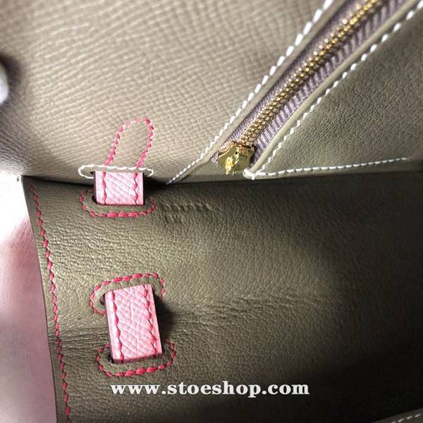竭誠精品愛馬仕Kelly25cm Epsom 原廠掌紋皮 ck18 大象灰 Etoupe / 1Q奶昔粉 rose confetti金扣 頂級工藝 全手工縫製 6 竭誠精品愛馬仕Kelly25cm Epsom 原廠掌紋皮 ck18 大象灰 Etoupe / 1Q奶昔粉 rose confetti金扣 頂級工藝 全手工縫製