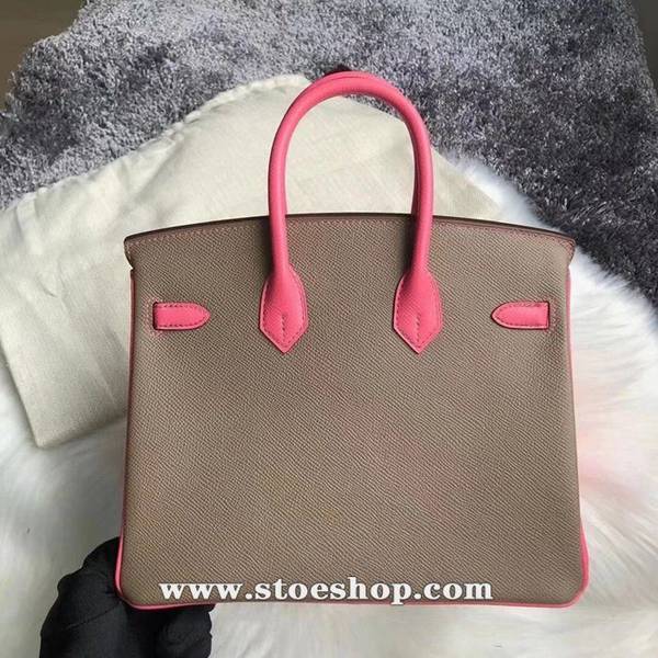 最高等級愛馬仕Birkin 25cm Epsom 二拼色CK18大象灰 拼8W唇膏粉 拉絲 金扣,蠟線手工縫製 2 最高等級愛馬仕Birkin 25cm Epsom 二拼色CK18大象灰 拼8W唇膏粉 拉絲 金扣,蠟線手工縫製