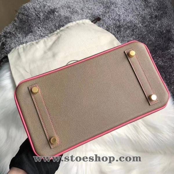最高等級愛馬仕Birkin 25cm Epsom 二拼色CK18大象灰 拼8W唇膏粉 拉絲 金扣,蠟線手工縫製 5 最高等級愛馬仕Birkin 25cm Epsom 二拼色CK18大象灰 拼8W唇膏粉 拉絲 金扣,蠟線手工縫製