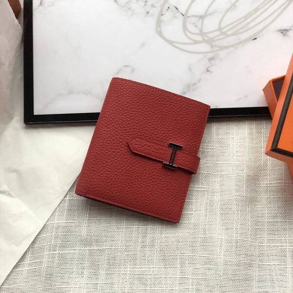 高仿愛馬仕短錢夾中國紅