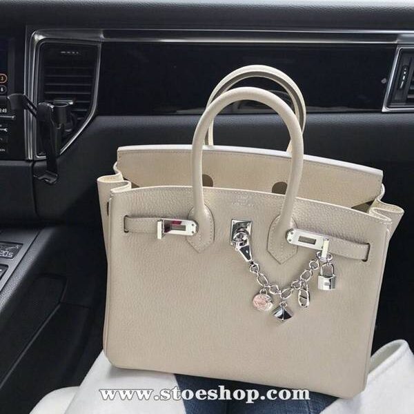 最高等級愛馬仕BK 25cm 奶昔白 銀扣 小牛皮 手工蜜蠟線縫製 皮質柔軟細膩