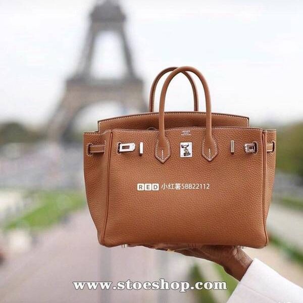 竭誠精品愛馬仕Birkin 25cm 金棕 銀扣 小牛皮 手工蜜蠟線縫製 皮質柔軟細膩！
