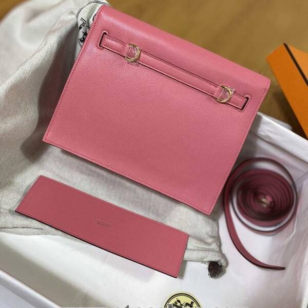 奢侈品高仿愛馬仕Kelly danse 22cm evercolor Rose azalee 8W 唇膏粉