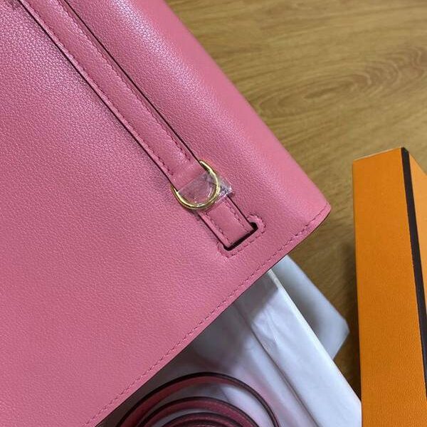 奢侈品高仿愛馬仕Kelly danse 22cm evercolor Rose azalee 8W 唇膏粉