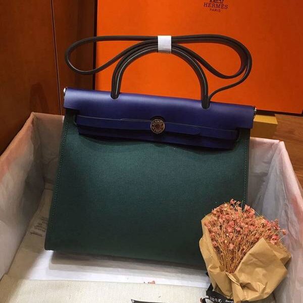 高仿網台灣 愛馬仕色Herbag 31Cm墨綠