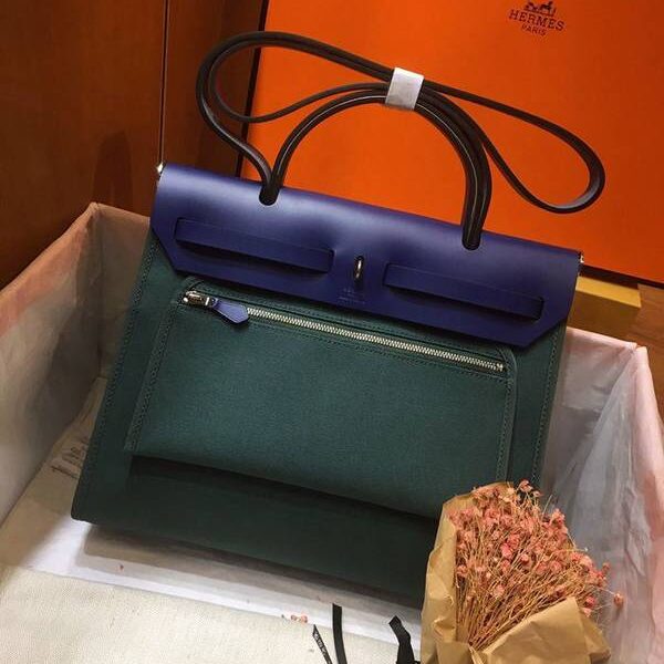 高仿網台灣 愛馬仕色Herbag 31Cm墨綠 10 高仿網台灣 愛馬仕色Herbag 31Cm墨綠
