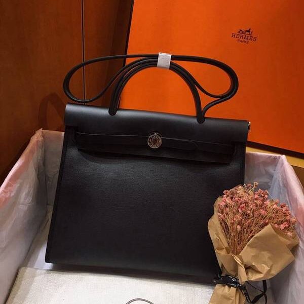 高仿精品愛馬仕Herbag  So black防水塗層