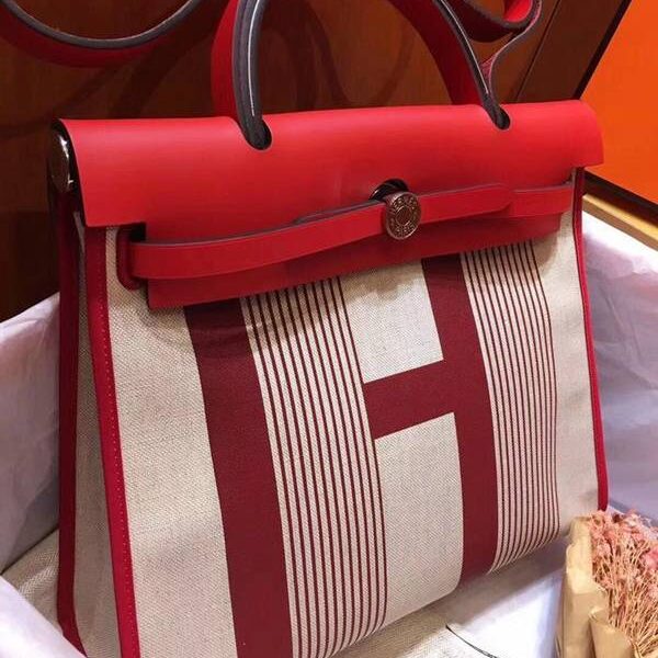 原單A貨愛馬仕全網最新最高版性價比升級版 Herbag 31cm絲印麻布/大紅 11 原單A貨愛馬仕全網最新最高版性價比升級版 Herbag 31cm絲印麻布/大紅