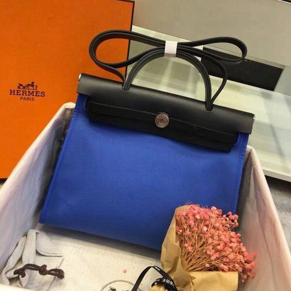 原版A貨愛馬仕Herbag 31Cm塔桑尼亞藍/黑（男女神通用版 最學院派的包袋 神名：她的包）