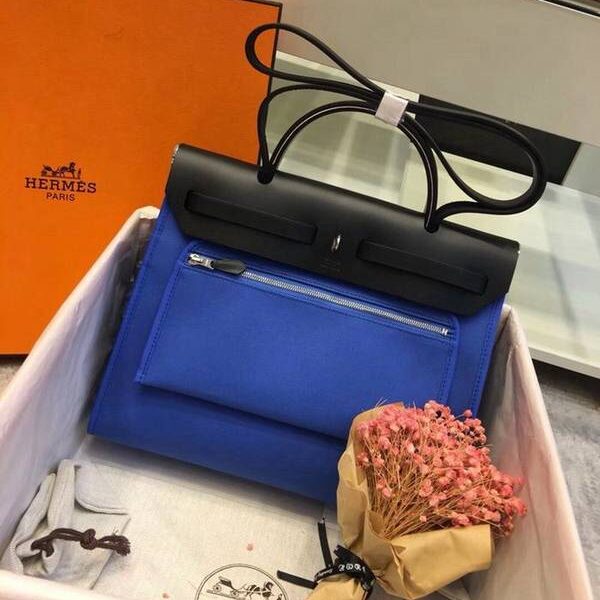原版A貨愛馬仕Herbag 31Cm塔桑尼亞藍/黑（男女神通用版 最學院派的包袋 神名：她的包）