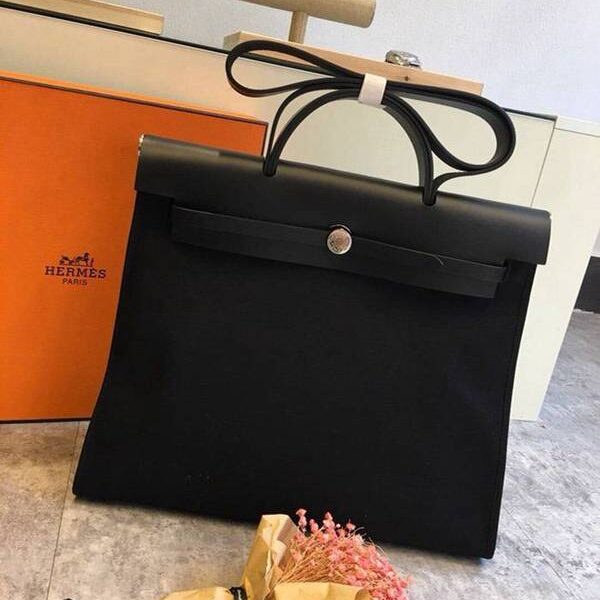 頂級1：1愛馬仕Herbag 大號 39Cm全黑（男女神通用版 最學院派的包袋 神名：她的包）