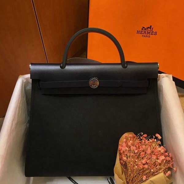 原單愛馬仕色Herbag 31Cm黑色/夜空藍（男女神通用版 最學院派的包袋 神名：她的包）