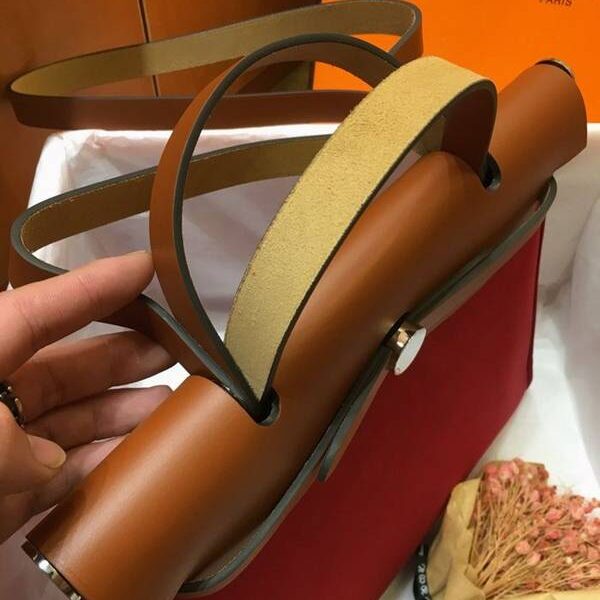 原單愛馬仕色Herbag 31Cm 暗紅/金棕（男女神通用版 最學院派的包袋 神名：她的包）
