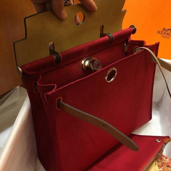 原單愛馬仕色Herbag 31Cm 暗紅/金棕（男女神通用版 最學院派的包袋 神名：她的包）
