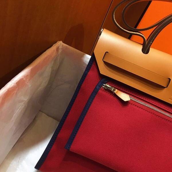奢侈品愛馬仕網紅色Herbag 31Cm暗紅/深藍/中啡 （男女神通用版 最學院派的包袋 神名：她的包