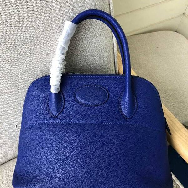 奢侈品愛馬仕寶萊包原版togo皮31cm電光藍銀扣現貨，