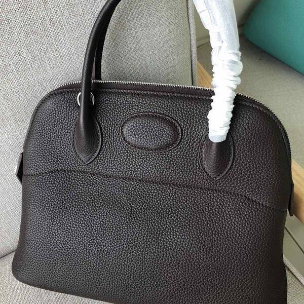 頂級高仿愛馬仕寶萊包原版togo皮31cm，深啡色銀扣現貨