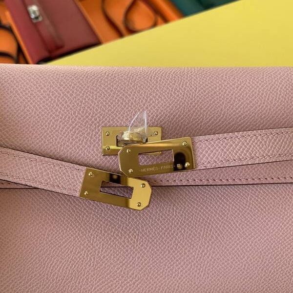 高仿包包批發愛馬仕Ｈ新品 Kelly to go woc 淺粉/金銀扣