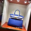 高仿包包批發愛馬仕Birkin30cm 南非頂級KK Ostrich鴕鳥7T Blue Htdra 電光藍銀扣 頂尖工藝 全手縫
