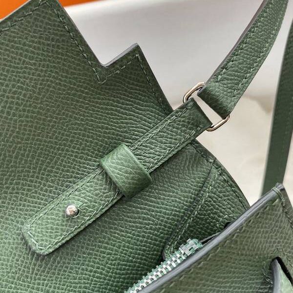 奢侈品愛馬仕Ｈ新品 Kelly to go woc 叢林綠 /銀扣