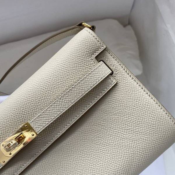 竭誠精品愛馬仕Ｈ新品 Kelly to go woc 奶昔白/金扣