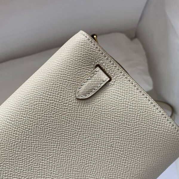 竭誠精品愛馬仕Ｈ新品 Kelly to go woc 奶昔白/金扣