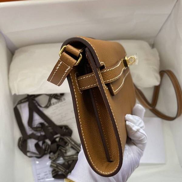 頂級高仿愛馬仕Ｈ新品 Kelly to go woc 金棕色/金扣
