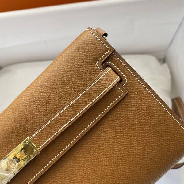 頂級高仿愛馬仕Ｈ新品 Kelly to go woc 金棕色/金扣