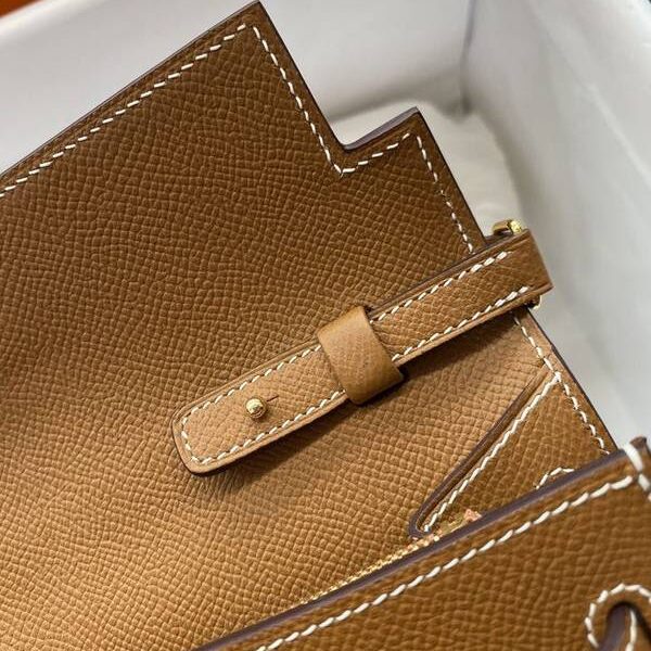 頂級高仿愛馬仕Ｈ新品 Kelly to go woc 金棕色/金扣