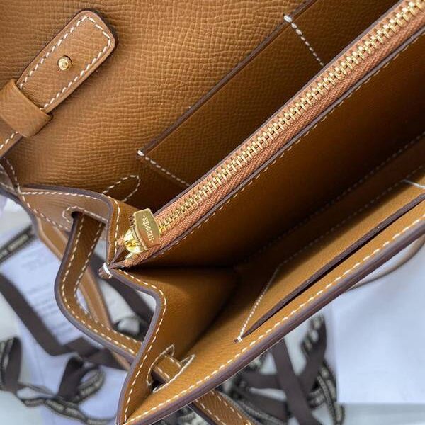 頂級高仿愛馬仕Ｈ新品 Kelly to go woc 金棕色/金扣
