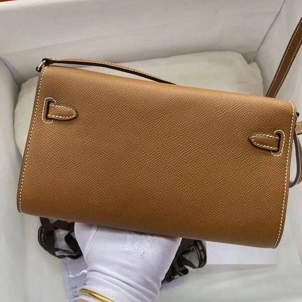 頂級原單愛馬仕Ｈ新品 Kelly to go woc 金棕色/銀扣