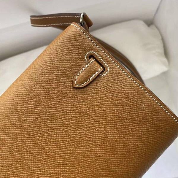 頂級原單愛馬仕Ｈ新品 Kelly to go woc 金棕色/銀扣