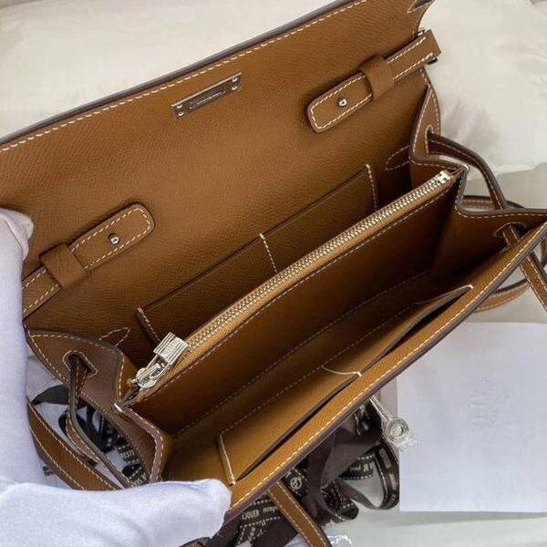 頂級原單愛馬仕Ｈ新品 Kelly to go woc 金棕色/銀扣