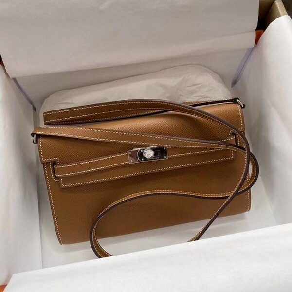 頂級原單愛馬仕Ｈ新品 Kelly to go woc 金棕色/銀扣