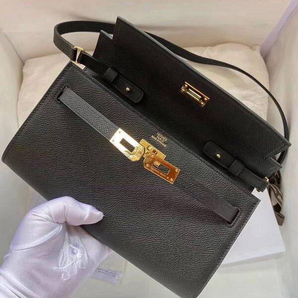 高仿包包批發愛馬仕Ｈ新品 Kelly to go woc Nior89黑色/金扣