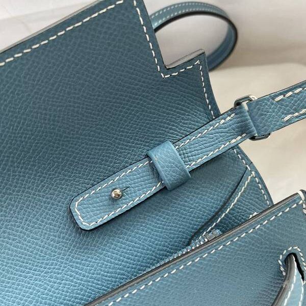 高仿精品批發愛馬仕新款Kelly Woc Kelly Classique to go【牛仔藍】金銀扣