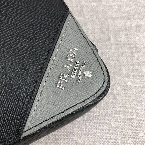 A貨原單原單prada男士手包專櫃最新款式2VF017黑色+灰色/邊角散字嘜義大利頂級原單十字紋牛皮ddprada-10221 5 A貨原單原單prada男士手包專櫃最新款式2VF017黑色+灰色/邊角散字嘜義大利頂級原單十字紋牛皮ddprada-10221