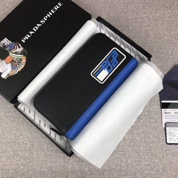 a貨原單prada摩登態度系列男士單拉鏈錢包專櫃最新款式2ML317黑色+藍色/摩登態度義大利頂級原單十字紋牛皮ddprada-10276 1 a貨原單prada摩登態度系列男士單拉鏈錢包專櫃最新款式2ML317黑色+藍色/摩登態度義大利頂級原單十字紋牛皮ddprada-10276