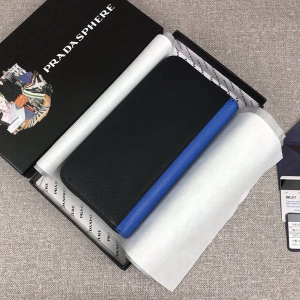 a貨原單prada摩登態度系列男士單拉鏈錢包專櫃最新款式2ML317黑色+藍色/摩登態度義大利頂級原單十字紋牛皮ddprada-10276 2 a貨原單prada摩登態度系列男士單拉鏈錢包專櫃最新款式2ML317黑色+藍色/摩登態度義大利頂級原單十字紋牛皮ddprada-10276