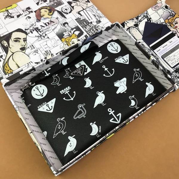 高仿包頂級原單prada限量版手包2NH005黑色義大利頂級原單十字紋牛皮ddprada-10640