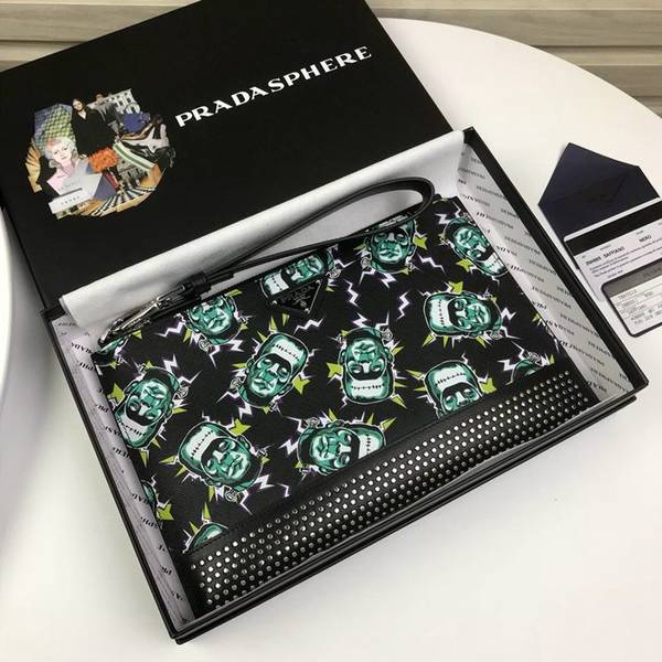 原單A貨頂級原單prada皮革手拿包2NH005黑色義大利頂級原單十字紋牛皮ddprada-10651