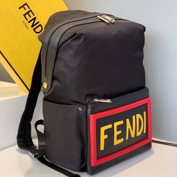 高仿批發芬迪頂級頂級高仿包包包黑色尼龍拼接皮背包fendi-11801