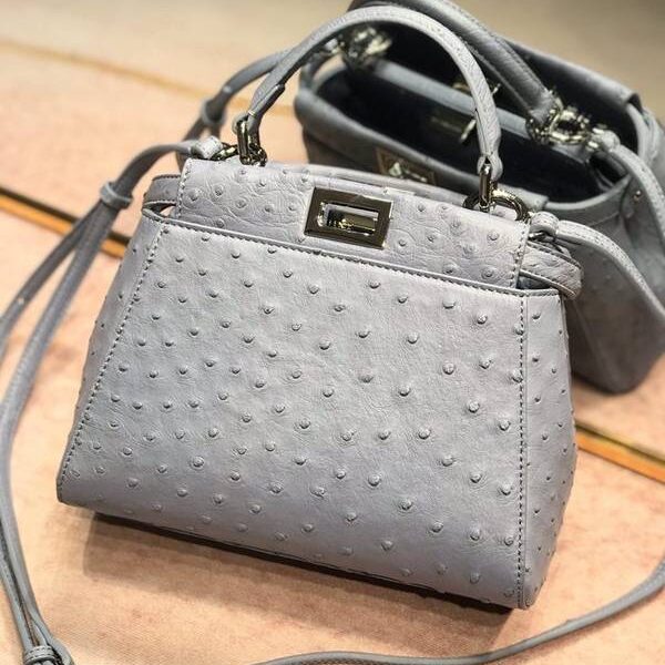 原單芬迪peekaboo mini鴕鳥皮配羊皮fendi-11953