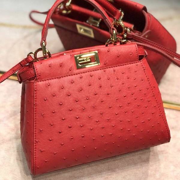高仿芬迪peekaboo mini鴕鳥皮配羊皮fendi-11954